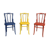 Set of 3 old Japy Frères wooden chairs from 1940/1950