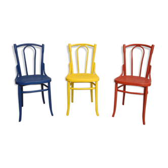 Set of 3 old Japy Frères wooden chairs from 1940/1950