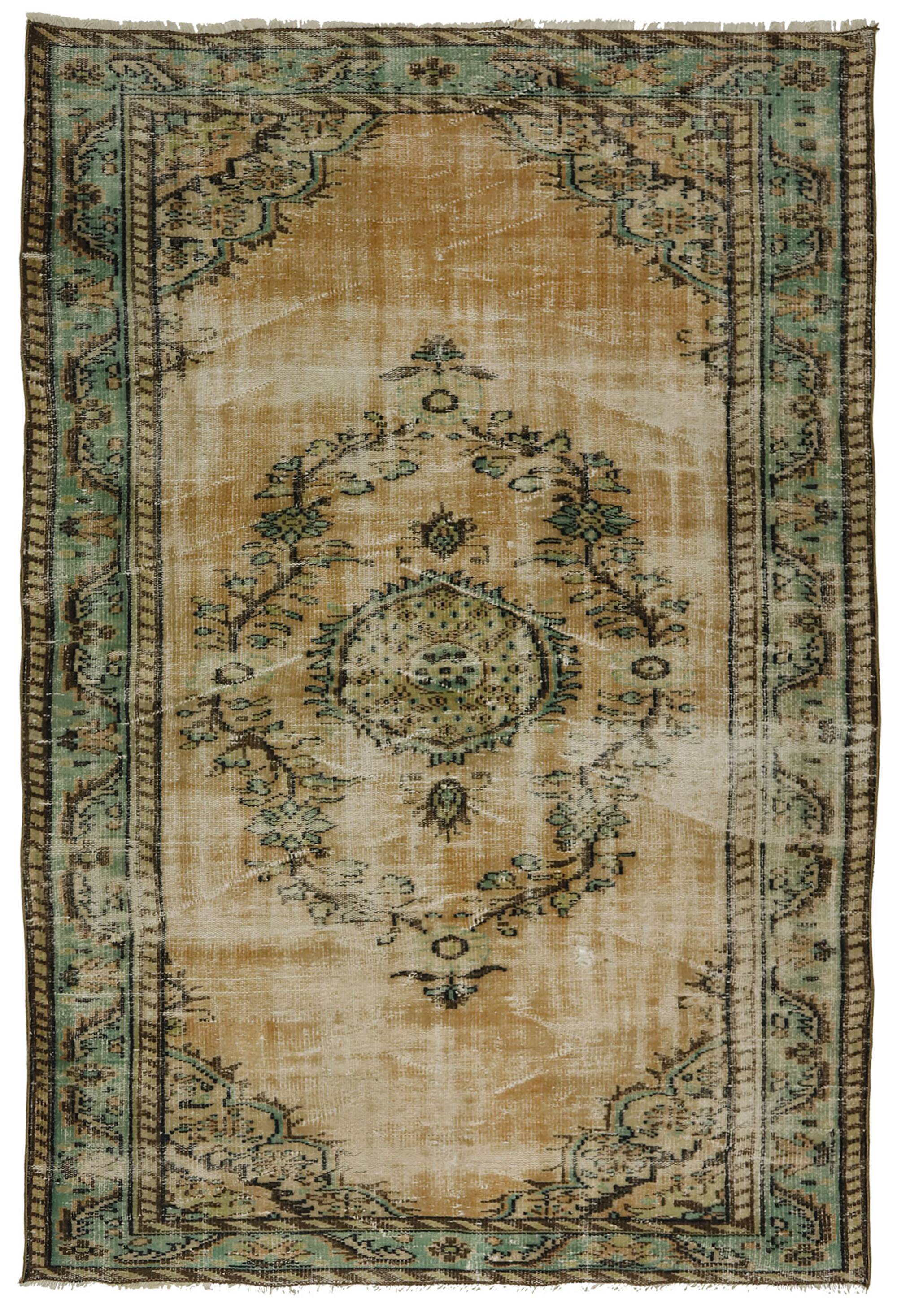 One-of-a-kind turkish handwoven vintage rug - rustic vintage charm 255x 163 cm