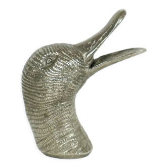 Duck bottle opener mauro manetti silver plated copper 1960s italy
