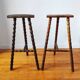 Paire de tabourets tripode brutaliste 1960