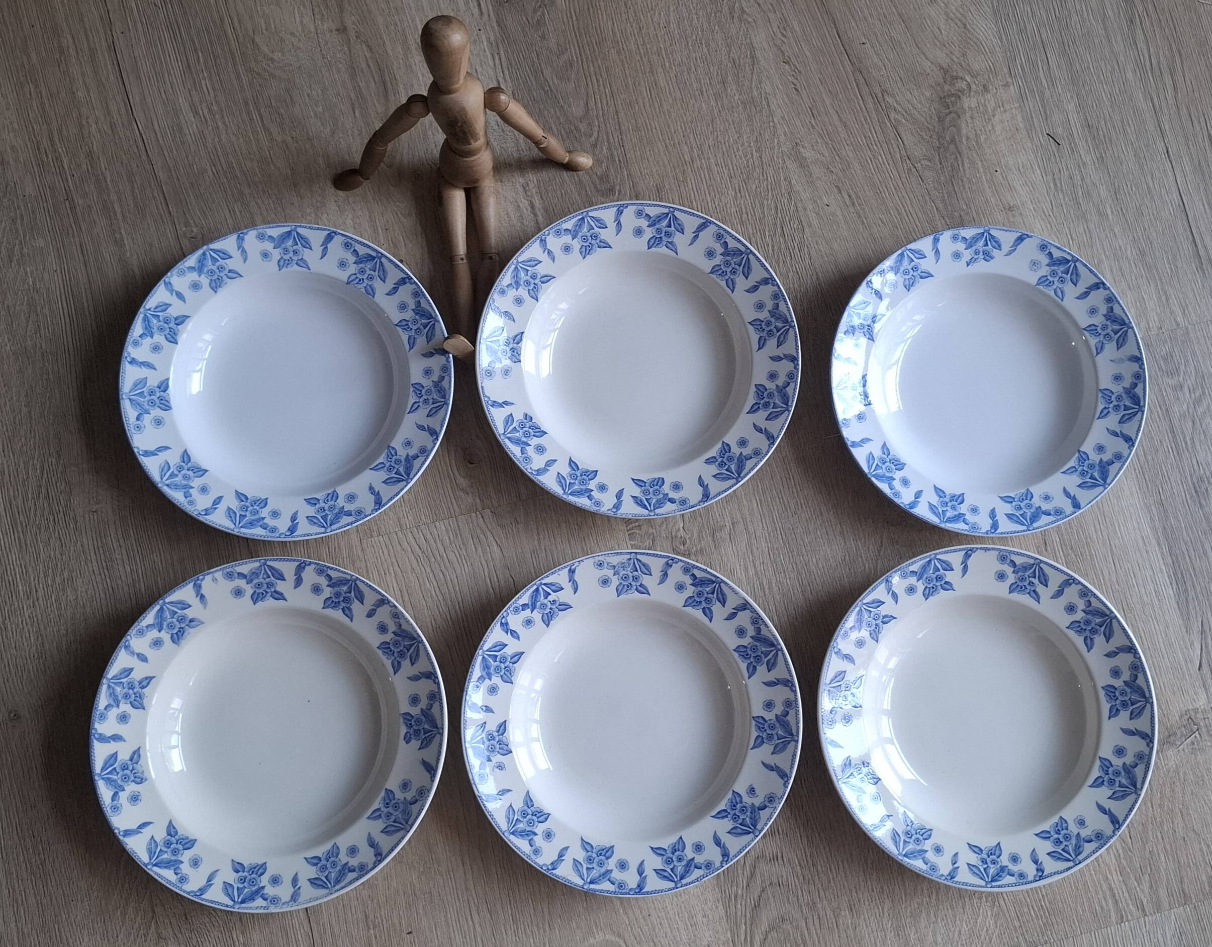 Set of 6 Dux blue soup plates Boch 1960