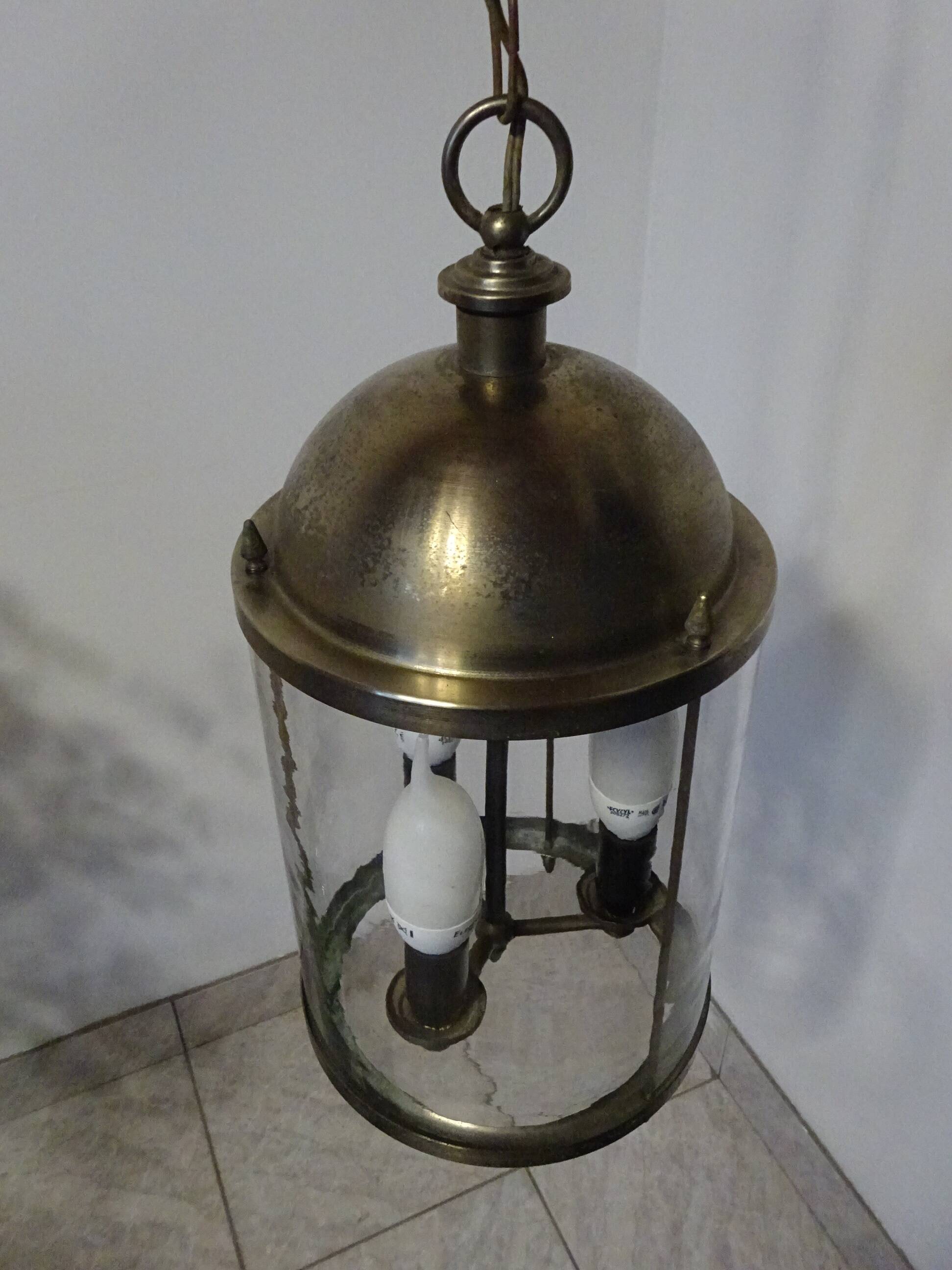 Metal and glass pendant light