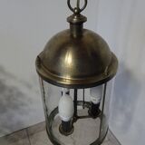 Metal and glass pendant light