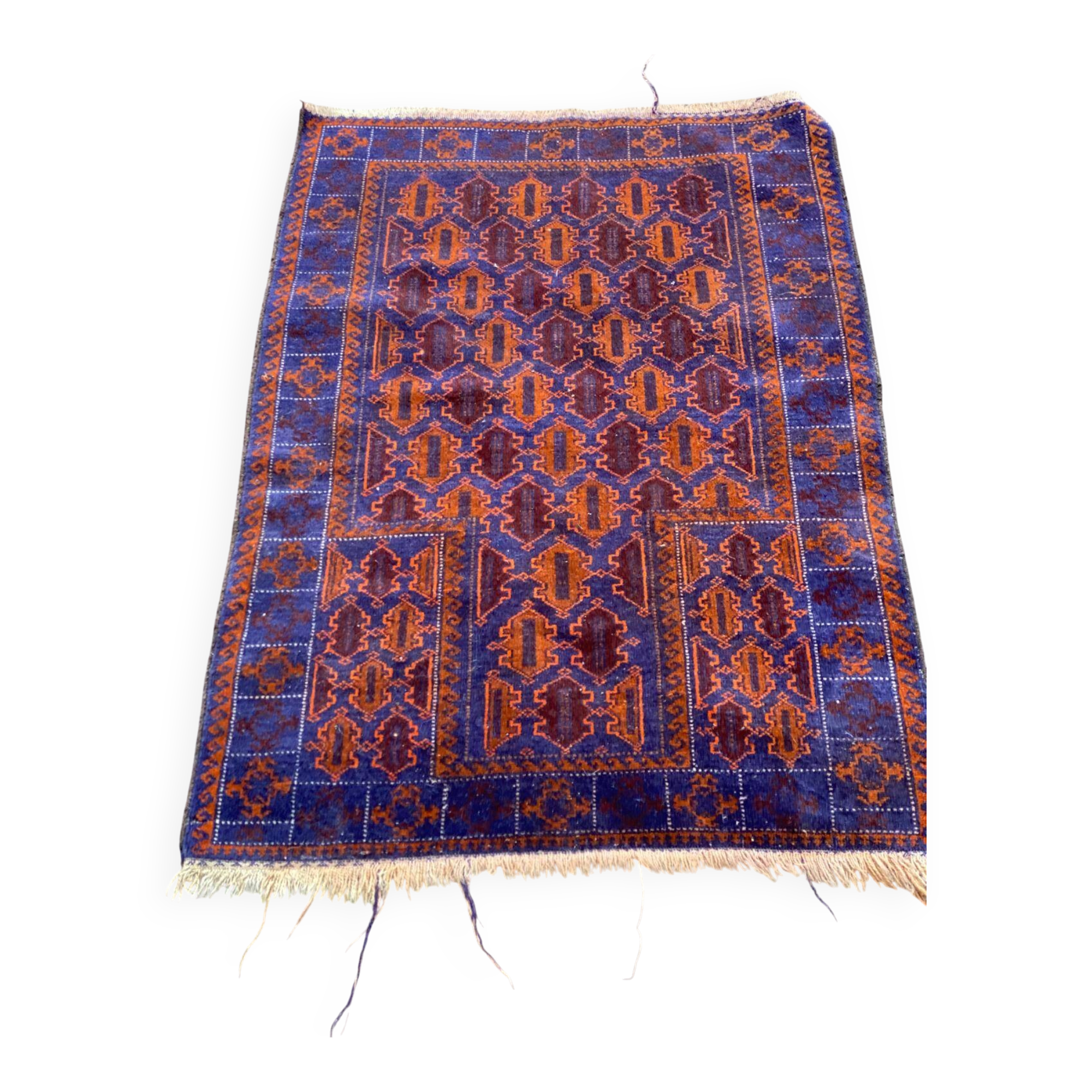 Persian wool rug in burgundy blue 130x85