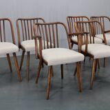 1960s Antonin Suman Set of Six Beech Dining Chairs, Restored