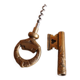 Brass key-shaped corkscrew