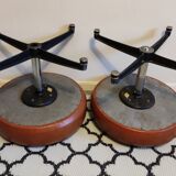 2 low brown stools