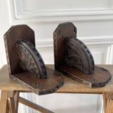 Paire de serre-livres bois sculpté