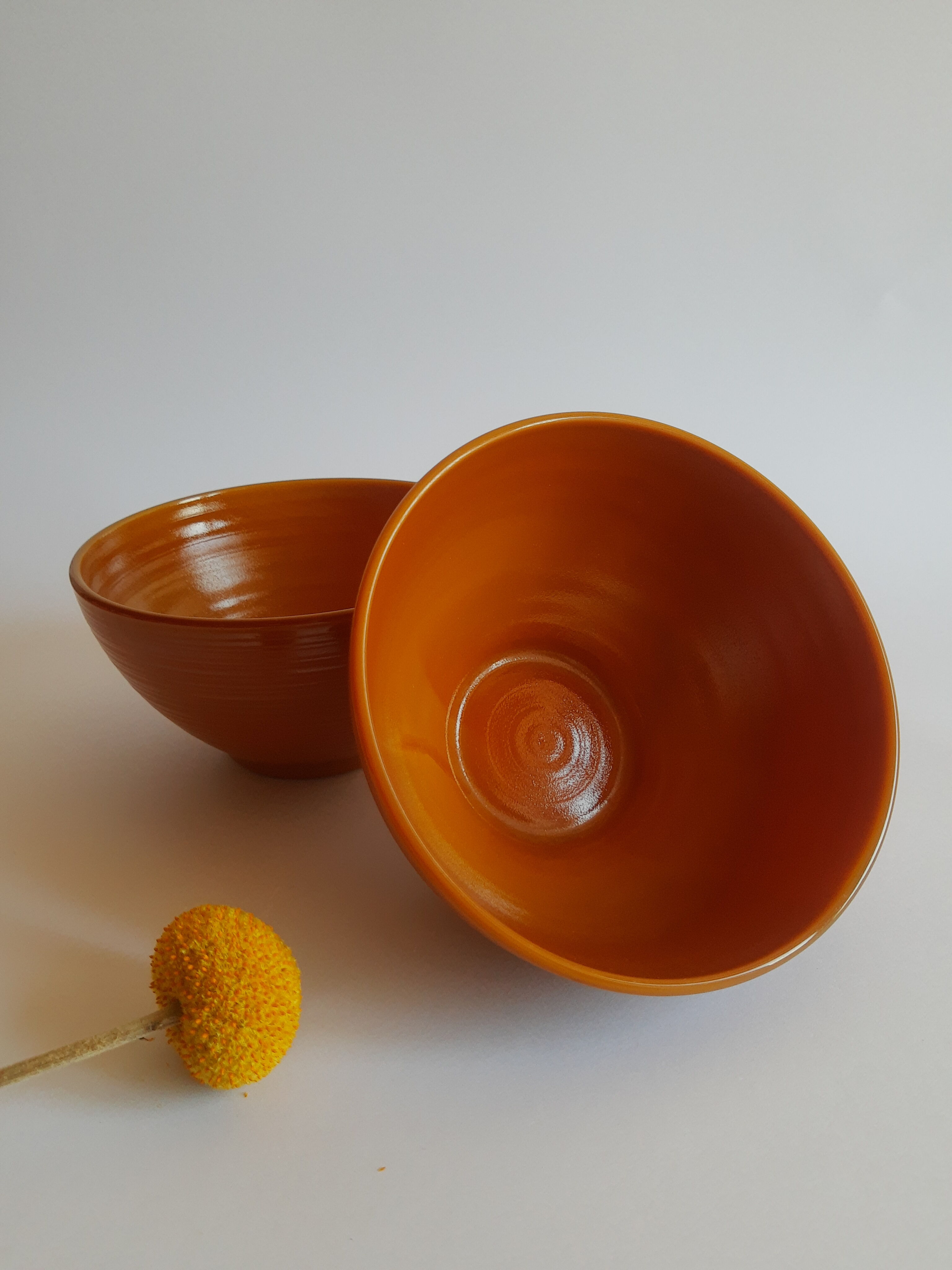 Duo of brown bowls Arcopal model Vintage volcano