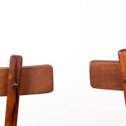Brutalist pair of chairs in Elm in the style of Jean Touret 1950.