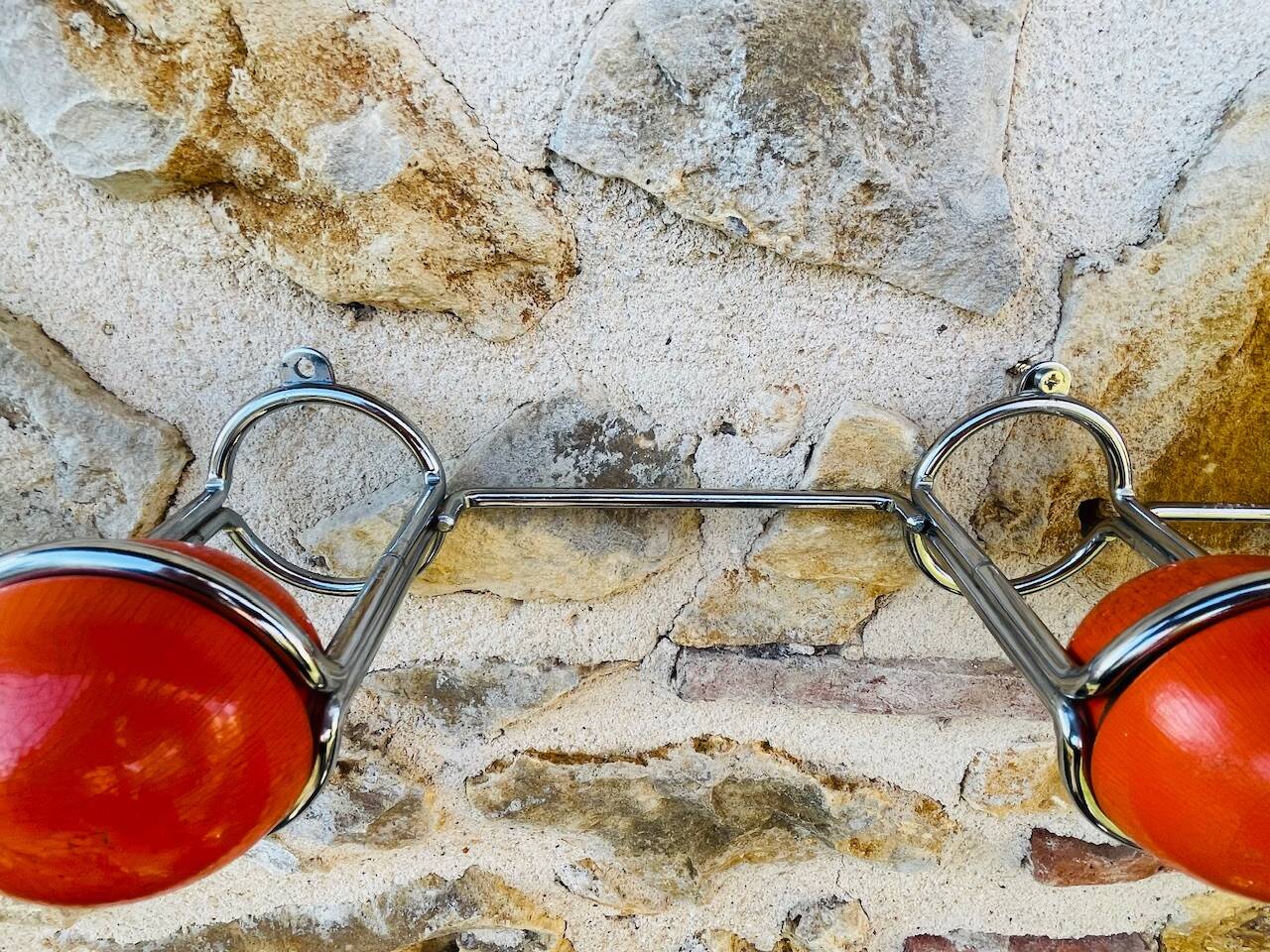 Space Age Chrome and Wood Wall Coat Rack 1970s