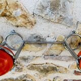 Space Age Chrome and Wood Wall Coat Rack 1970s