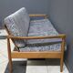 Grey fabric and wood 3 seat sofa 1960s