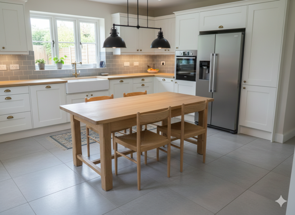 Table en chêne massif brut