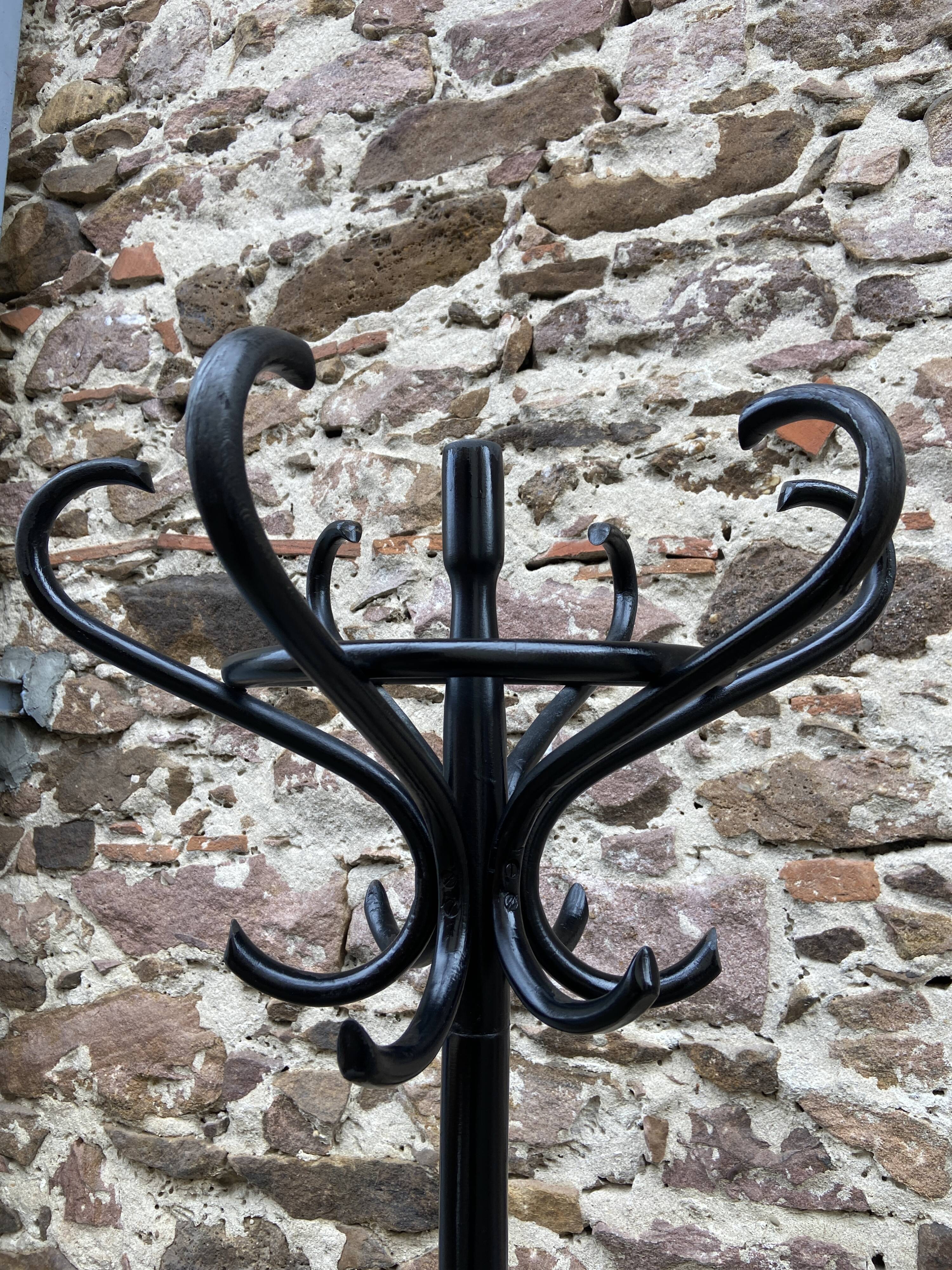 Antique French Art Deco Parrot Coat Rack Curved Wood