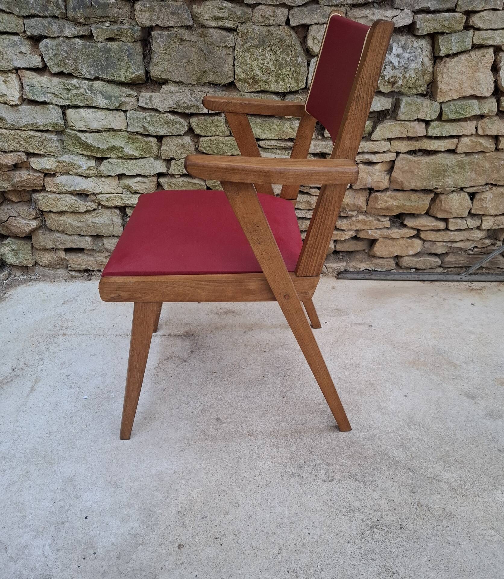 Fauteuil en hêtre et skaï