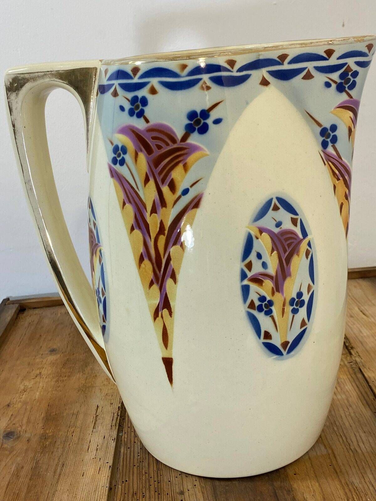 Art Deco bowl and dish from Saint-Amand, hand-painted floral decoration.