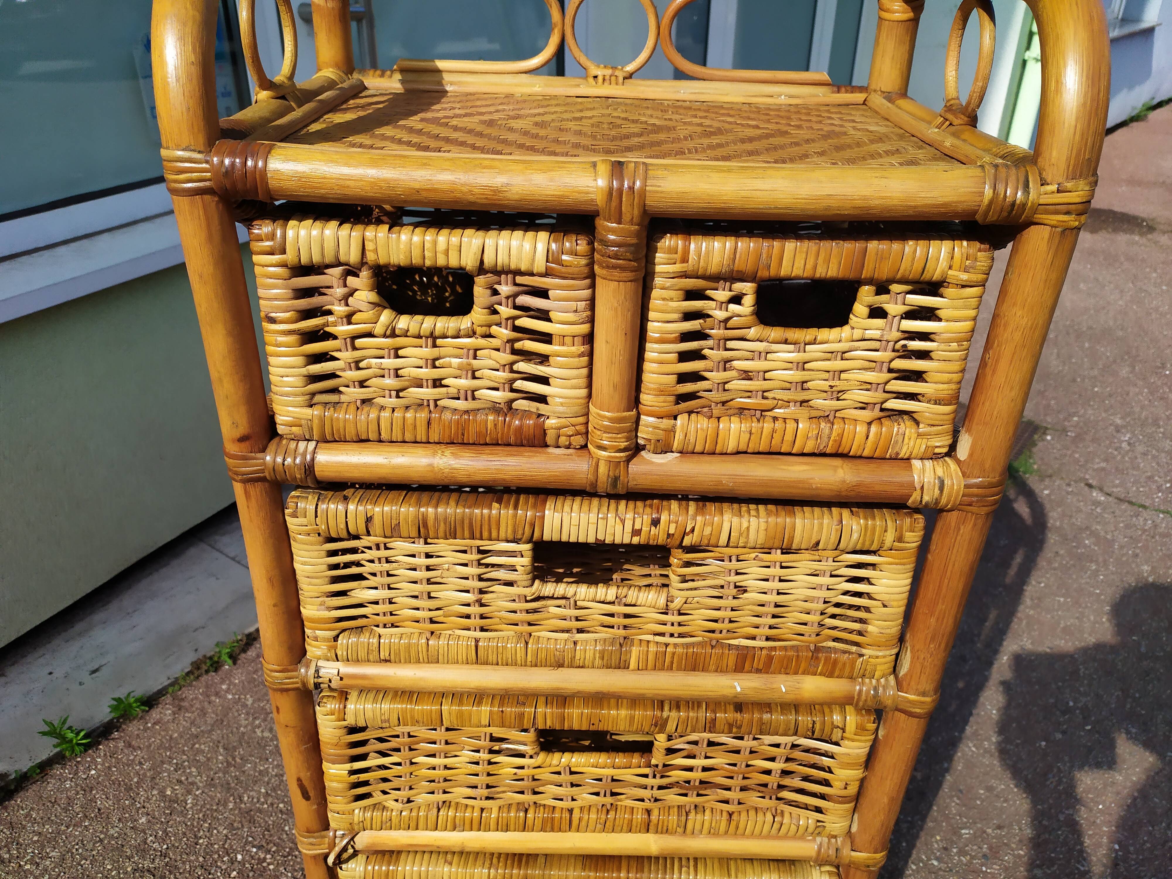Chest of Drawers 6 Rattan Drawer - Vintage