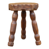 Tabouret vintage, petit tabouret bois, tabouret tripode, porte-plante, déco intérieur, stool