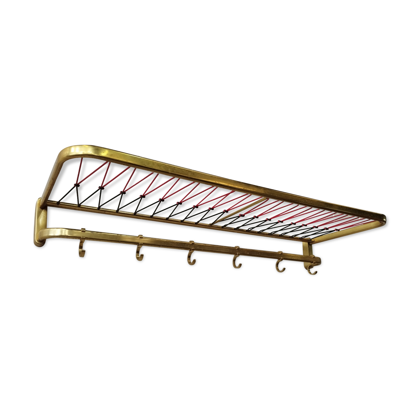 Vintage gold metal and scoubidou coat rack