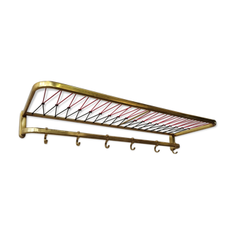 Vintage gold metal and scoubidou coat rack