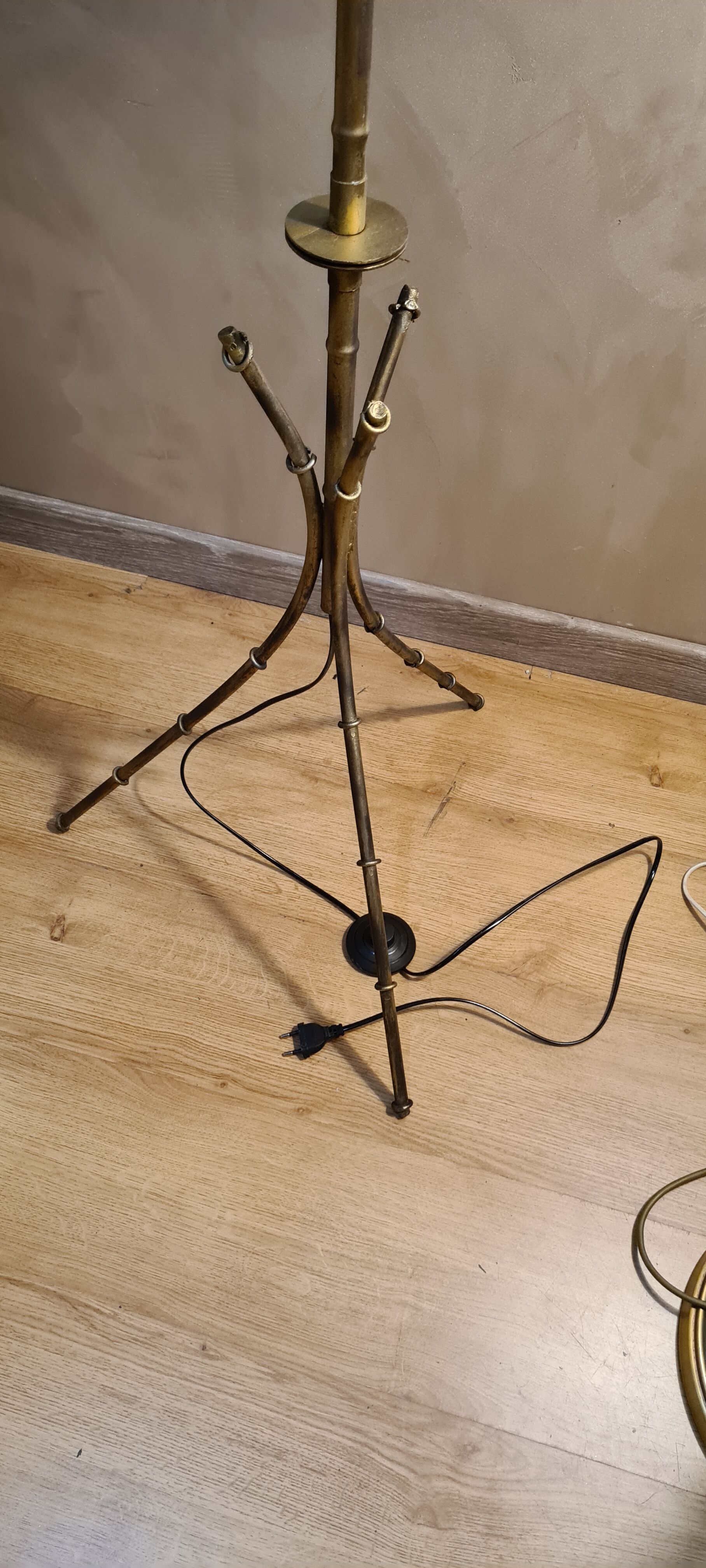 Bamboo style floor lamp painted steel