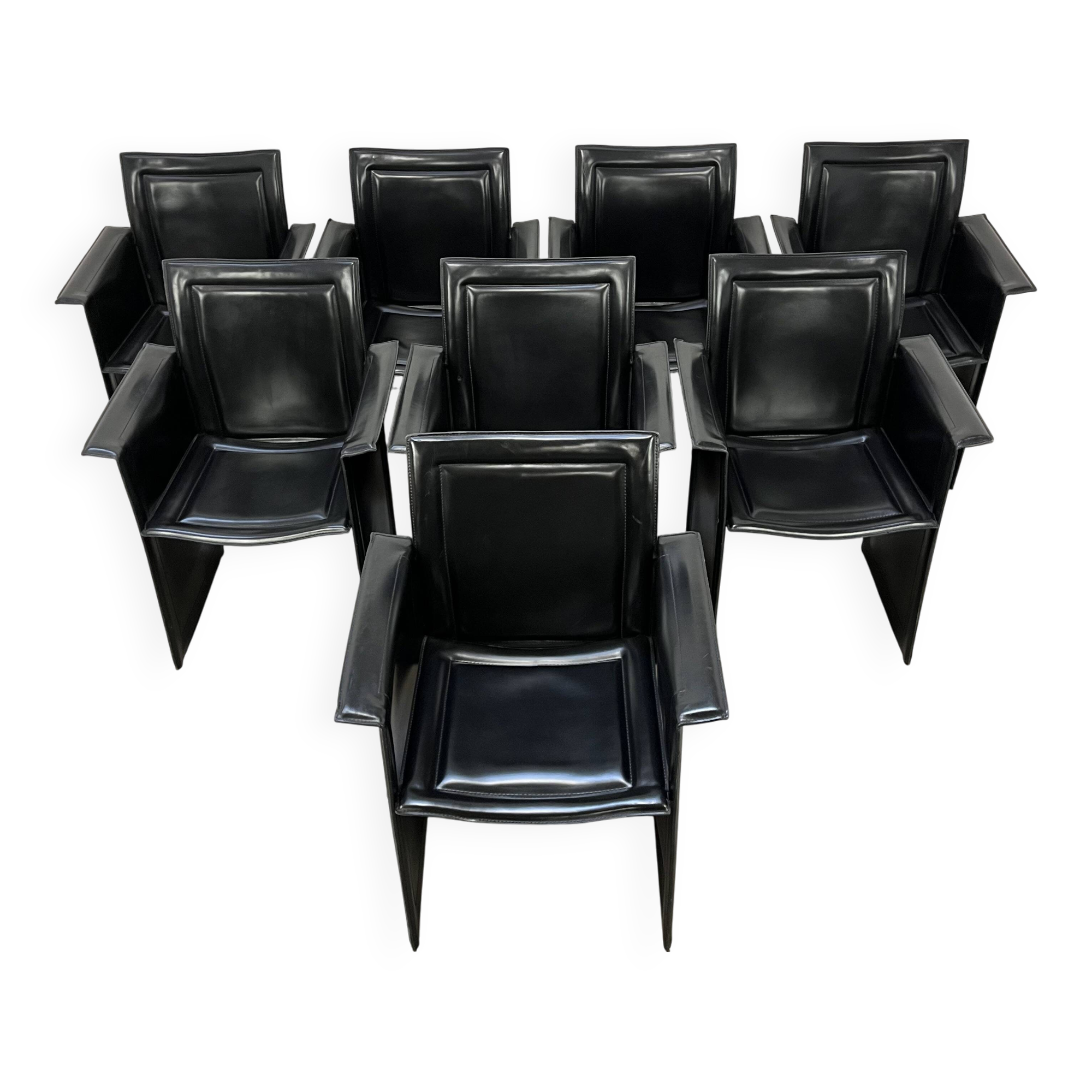 8 style Korium leather chairs in the style of Matteo Grassi