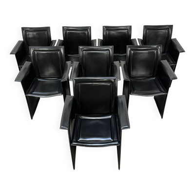 8 chaises cuir style Korium dans le goût de Matteo Grassi