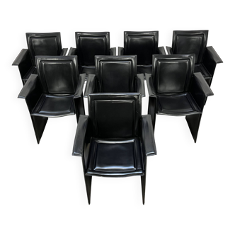 8 style Korium leather chairs in the style of Matteo Grassi