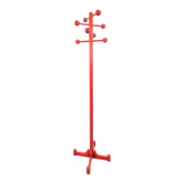 Vintage Red Stained Beech Coat Rack with Balls, 1970s