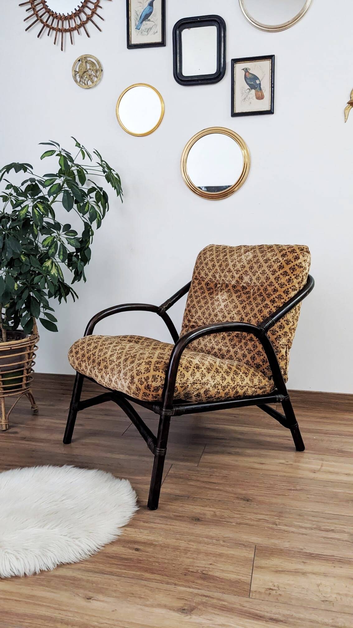 Vintage bamboo and rattan armchair