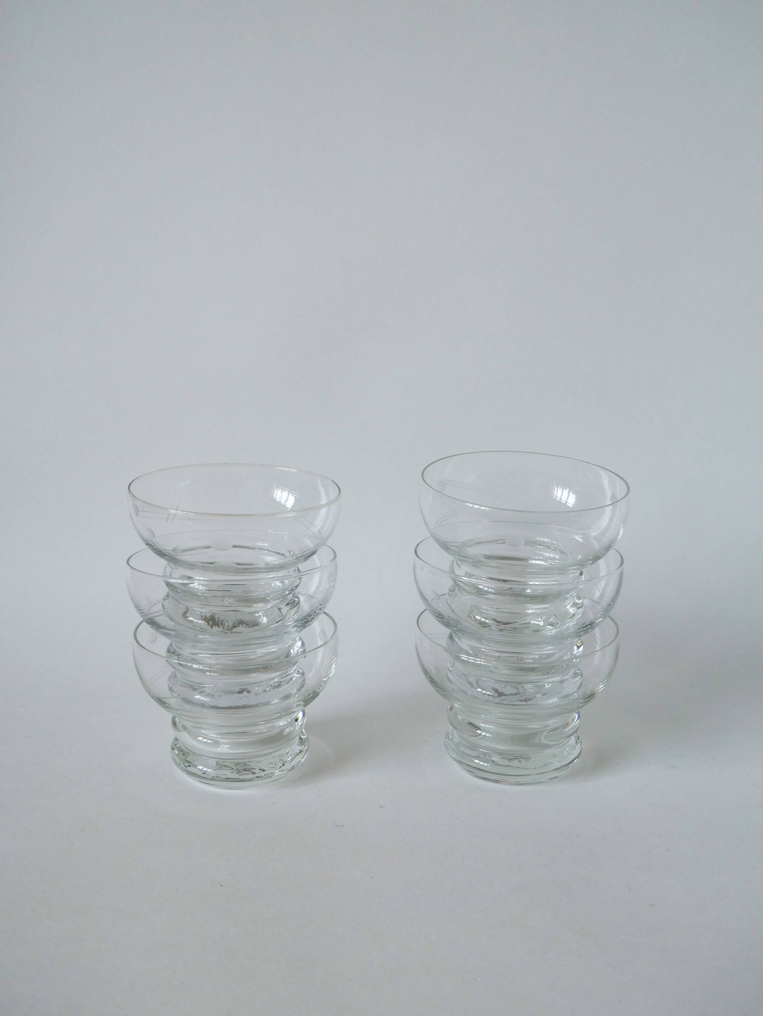 Lot de 6 coupes à champagne en cristal gravé 1960