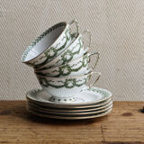 Set of cups and saucers, Sarreguemines porcelain, decoration "laurels"