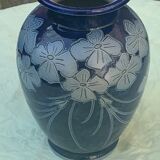 Blue sandstone vase signed Marcel Schmitter betschdorf Alsace