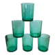 Lot de 6 verres à eau en verre vert anneées 70