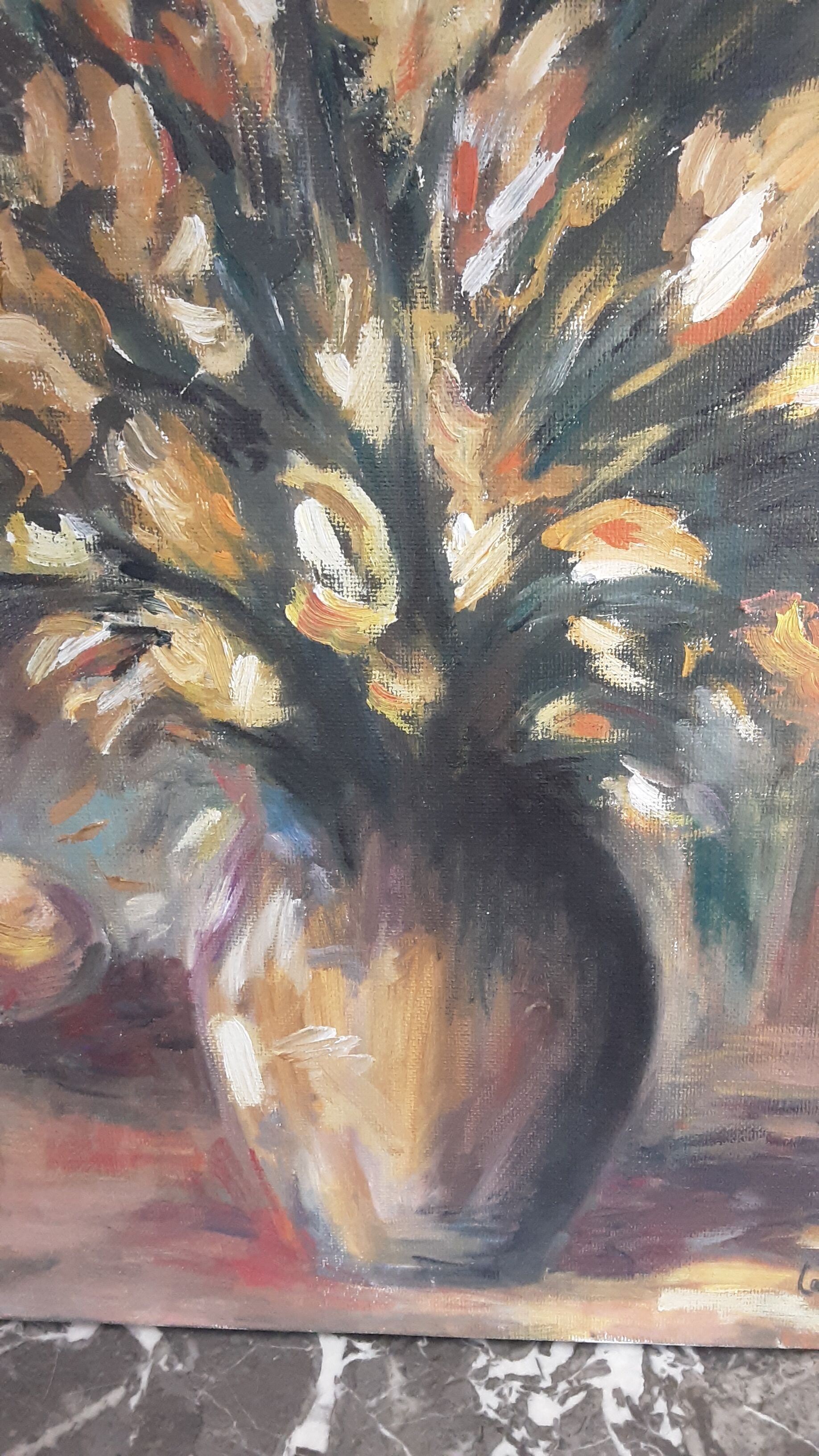 Tableau vintage huile sur toile signée