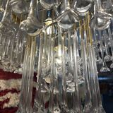 Venini lustre verre florale structure laiton , Italie 1980