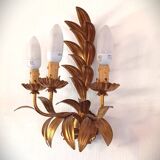 Vintage Italian Florentine wall light in golden bronze metal 1970