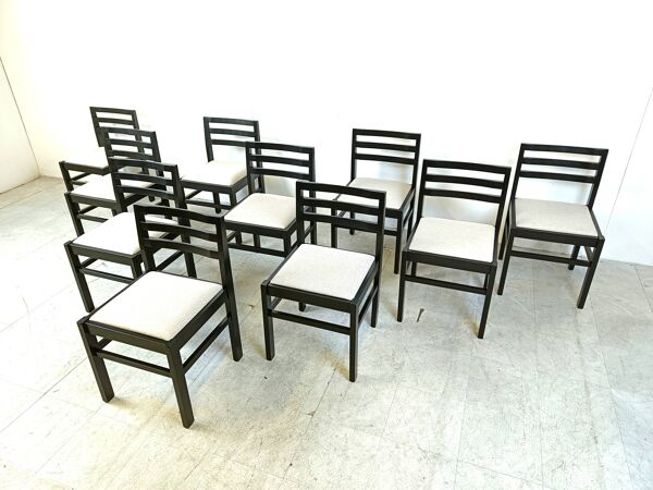 Chaises à repas vintage brutalistes, lot de 10 - 1970