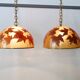 Italian design hanging lamps resin and leaves, 1970s 1980s