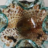 Corolla/floral pocket emptier. In Murano blown glass. Turquoise/Gold/silver inclusions