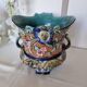 Antique ceramic macetero Barbotines Onnaing Siglo XIX Art Nouveau