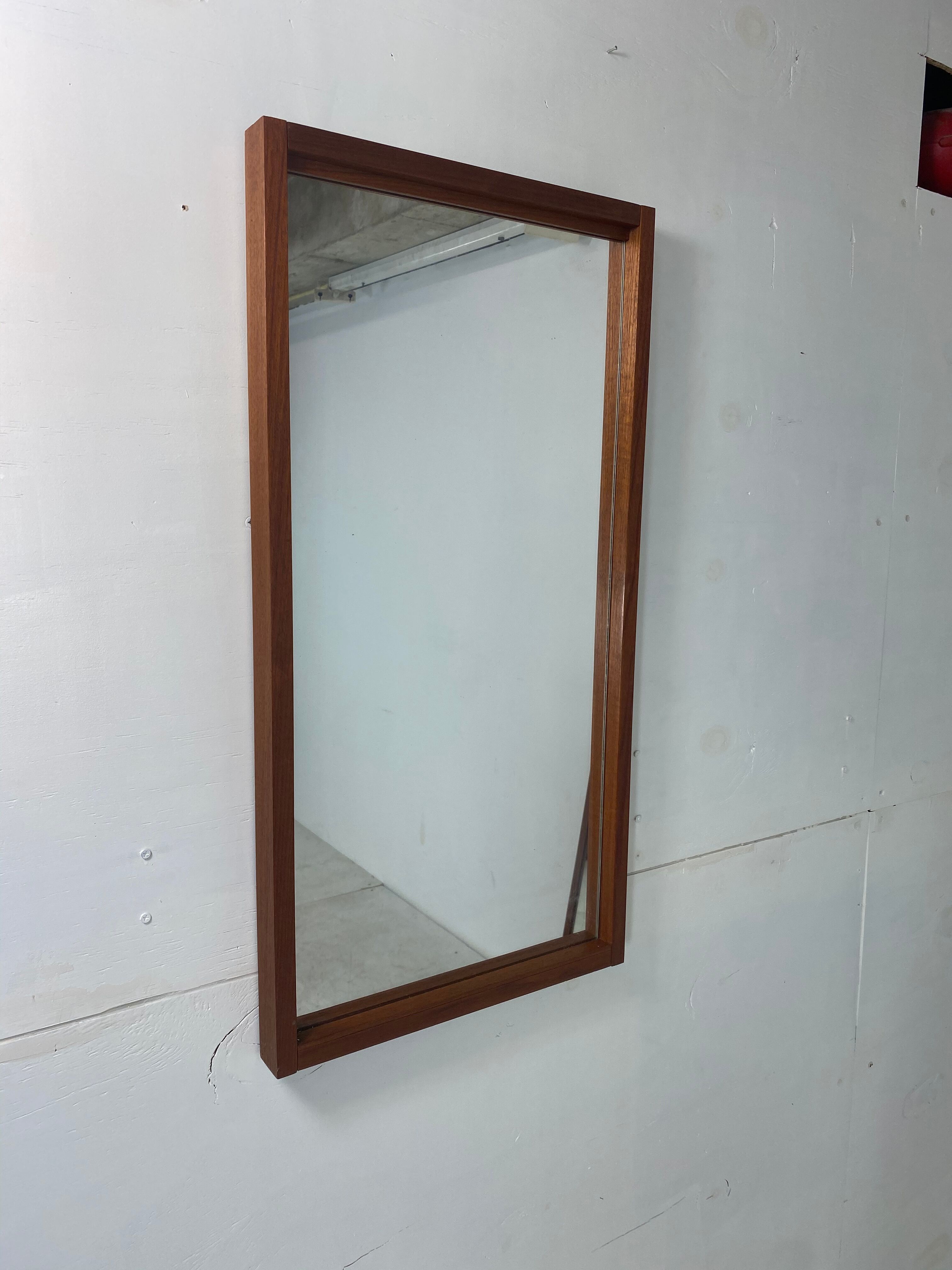Vintage Mid-Century Scandinavian Rectangular Teak Mirror, 1950s