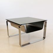 End of sofa, stainless steel magazine rack and mirror glass, France 70s