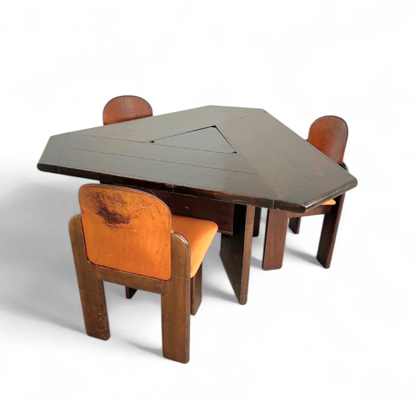Mid-century dining table and 3 chairs by Silvio Coppola for Fratelli Montina, Italy, 1970s