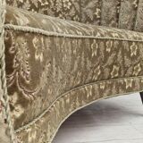 60s, danish vintage 2 seater "banana" sofa, green velour, original condition.