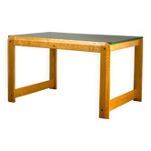 Swedish extending table in oak and forest green lacquer, 1960s.