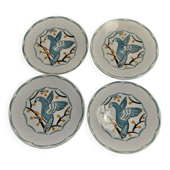 Earthenware plates Lunéville K and G early 20th century series of four