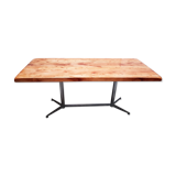Ancienne table en chêne et inox vintage